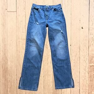 Cello Mom Jeans High Waist Straight Leg Ankle Slits Distressed Size 11